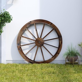 Shine Company 4952BT, 2 Pack, 32" Decorative Wagon Wheel Trellis, Burnt Brown