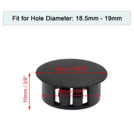 Suiwotin 30PCS 19mm (3/4") Black Hole Plugs Plastic Flush Type Hole Plugs Snap in Locking Hole Tube, Furniture Fencing Post Pipe Insert End Caps (Black)