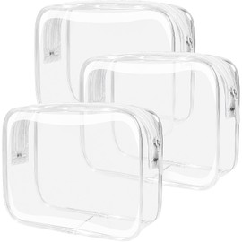 LETGO TSA Approved Toiletry Bag - Clear Makeup Bag Waterproof Quart Size Bag, Travel Makeup Cosmetic Bag for Women Travel Car Accessories Essentials for Men and Women (Clear-Clear)