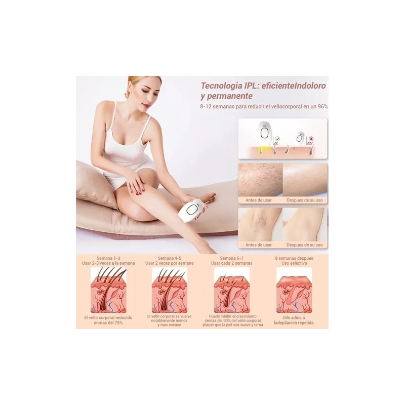 Depiladora Lser IPL 5 Niveles Uso Profesional Cuerpo y Rostro