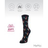 MeMoi Early Bird Rooster Rayon Blend Crew Novelty Socks Black