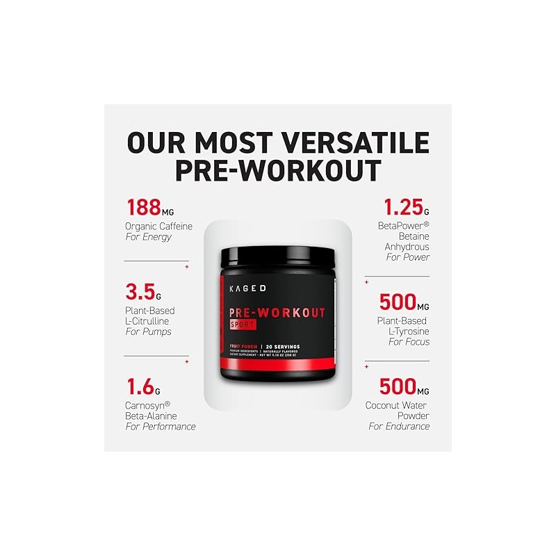 Kaged Polvo Deportivo Pre-entrenamiento para Hombres y Mujeres