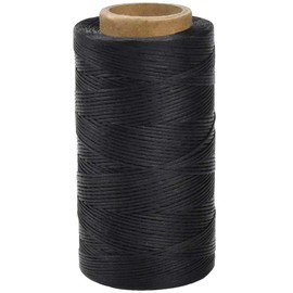 Waxed Thread Black, 328 Yards Leather Sewing Thread, 150D 1mm Waxed Leather Thread, Flat Waxed String Cord for Bookbinding, Leather Sewing,Jewellery Making,Canvas, Crochet (Black)