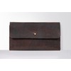Holzrichter Berlin Women's Wallet (M) Elegant Button Leather Purse Brown
