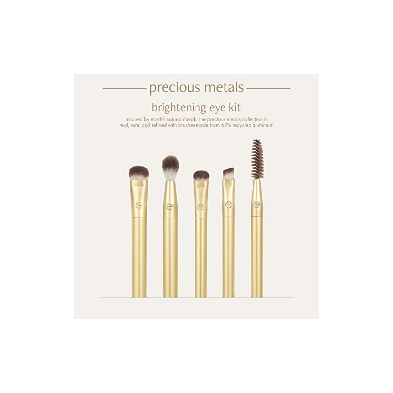 ECOTOOLS, Precious Metals Brightening Eye Brush Set, Kit de Brochas