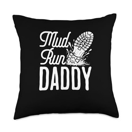 Mud Run Daddy Obstacle Course Racing Enthusiast Throw Pillow