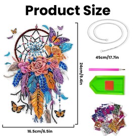 DIY Diamond Art Kit Dream Catcher Kit Acrylic Diamonds Painting Wind Chimes Sun Catchers Ornament for Windows Garden Home Room Decorations