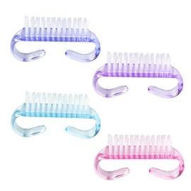 PKOUVOO Pack of 4 Nail Brushes, Fingernail Brushes, Handle Nail Brush, Plastic Cleaning Brush, Cosmetic Cleaning Beauty 2.6 x 0.5 x 1.4 Inches (4 Colours)