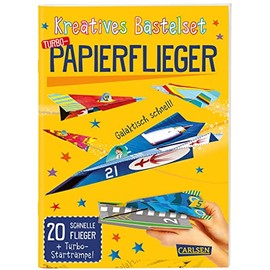 Bastelset für Kinder: Kreatives Bastelset: Turbo-Papierflieger: 20 schnelle Flieger + Turbo-Startrampe | Das Bastelkit mit bunten Faltvorlagen, Anleitungen und Flugtipps