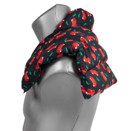 Warmth Neck Pillow: Cherry Stone Pillow Shoulder & Neck Pillow with Collar. Neck Warmer Grain Pillow Heat Cushion (cherry-black, cherry stones)