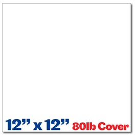 Heavyweight 80lb Cover Bright White 12x12 Cardstock Scrapbook Paper - 15 Pack