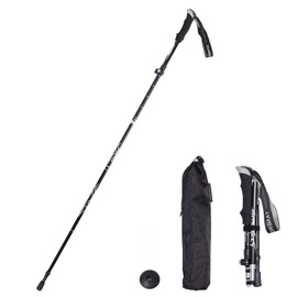 Trekking Poles - 1pc Sports Aluminium 7075 Anti Shock Walking Trekking Hiking Stick Pole,Ultralight Alpenstock,Adjustable Quick,Single Collapsible Pole (Black, 130cm(Fits 5.6′to 6.2′))