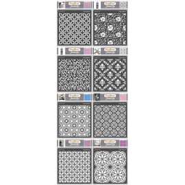CrafTreat Background Pattern Stencils for Painting on Wood, Wall, Tile, Canvas, Paper, Fabric and Floor - Background Designs Bundle2 - 8 Pcs - 6x6 Inches Each- Reusable DIY Art and Craft Stencils