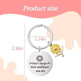 Sunflower Keychain Gifts for Women Men Encouragement Motivational Gifts for Friends Girlfriend Daughter Valentines Day Gifts Keychain for Girls Sister Goddaughter Friends Inspirational Gifts Key Chain