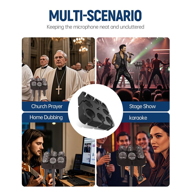 Multi Microphone Holder for Mic Stand holds up to 8