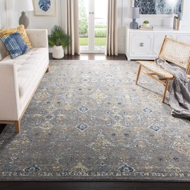 SAFAVIEH Evoke Collection EVK224G Boho Oriental Non-Shedding Living Room Bedroom Area Rug, 5'1" x 7'6", Dark Grey / Yellow