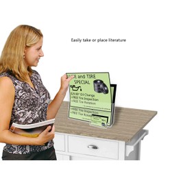 Marketing Holders 6 Pack Flyers Holder for 11" Wide Documents and 3.5" x 2" Business Cards Clear Acrylic Slant Back Display Countertop Organizer Stand for Retail and Office Magazines and Catalogs