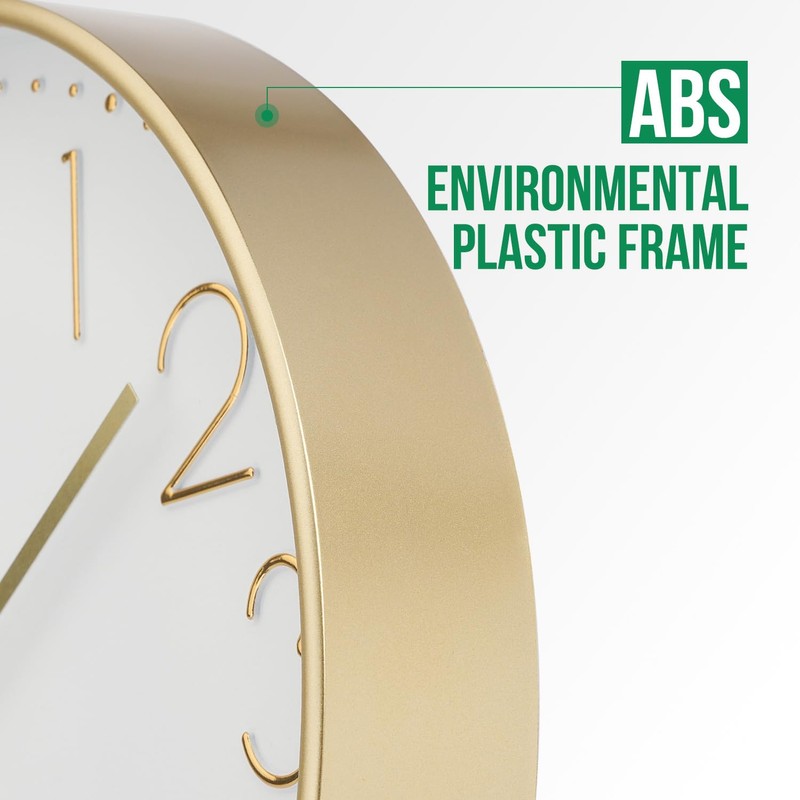 bakbrand Wall Clock Non-Ticking Silent Modern Simple Style Round Decor
