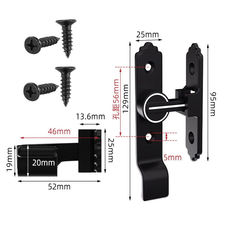 90 Degree Sliding Door Latch, Replaceable Patio Door Handle Set