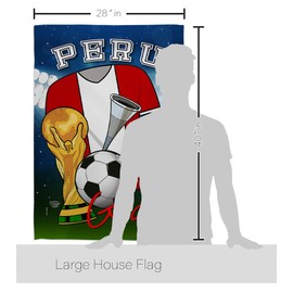 Ornament Collection HS192105-BO-02 World Cup Peru Soccer Interests Sports Decorative Vertical House Flag Set, 28"x 40" w/Flagpole, Multi-Color