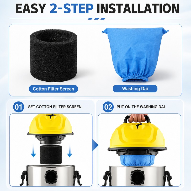 2 Pcs Wet Dry Vacuum Filter Set for Replacement –