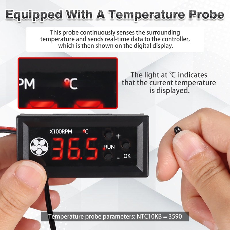 ICrduioo DC 12V 4-Wire Fan Speed Controller Fan Temperature Controller