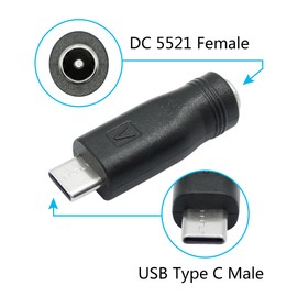 Aurorapath DC 5.5mm x 2.1mm to USB C Adapter, 5V DC 5521 Female to USB Type C Male Plug Convert Connector Power (4Pcs)