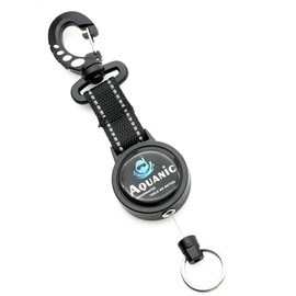 Scuba Diving Retractable Gear Tethers, Scuba Accessories Dive Clip Lanyard with Snap Hook, Split Ring Quick-Release Extension Cord for Diving,Swimming,Flashlights,Cameras and More (Black)