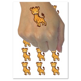 Lovable Giraffe African Zoo Animal Temporary Tattoo Water Resistant Fake Body Art Set Collection - 54 1" Tattoos (1 Sheet)