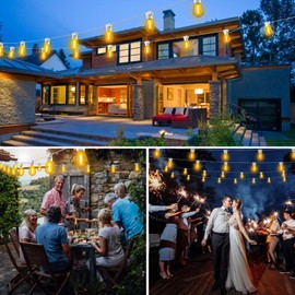 Aialun 96FT LED Outdoor String Lights, Outside Patio Backyard Light with 2700K Shatterproof Edison Bulbs, Heavy-Duty Commercial Grade Weatherproof Strand Decorative Café Porch Bistro Garden Tree