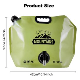 AaiLucky Collapsible Water Container Bag, Portable Water Storage Jug with Spigot, BPA-Free Leakproof Foldable Water Bottles Bag for Camping Hiking Outdoor Sports Backpack Emergency, 2.1 Gallon