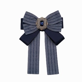 luxury blue bow tie brooches for women men fashion large ribbon rhinestone bow brooch cravat Classic bowtie Necktie Jabot Collar Neck Tie Suit Accessory (SR157 weave blue)