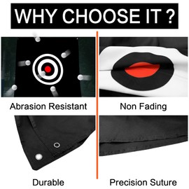 Golf Target Cloth 58”x 59” Hitting Net Replacement Hanging Circle Backstop Training Aids for Indoor Outdoor Backyard Driving Range Court Practice (58” x 59”, 2 Pack Black Target Cloth)