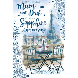 Mum & Dad On Your 45th Sapphire Paris Happy Anniversary Card Lovely Verse