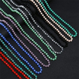 COLORFUL BLING Collar de 60 pulgadas de largo con abalorio de vidrio anudadas a mano sin fin, abalorio de vidrio, múltiples capas Infinity Lariat para mujeres y hombres, suéter de solapa de los años 20, Cristal Metal Vidrio, cristal