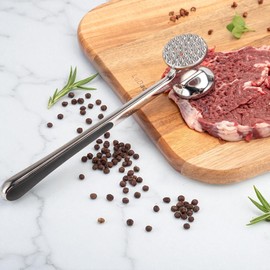 EliteHoff Meat Tenderiser - Meat Hammer Slicer Meat Tenderiser - Meat Tenderizer Kitchen Aid Tool for Tenderising Steak Beef Poultry - Metal, Rubber Handle, Dishwasher Safe