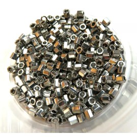 Miyuki 8/0 DELICA ~ PALLADIUM PLATED ~ SILVER ~ DBLC0038 HEX CUT ~ 7 Grams SEED BEADS