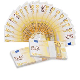 Cunegra 200 Pcs Prop Money, €50 Fake Money, Play Money Stacks Educational Toys for 3+ Year Olds, 10000 Euro Banknote for Movies, Advertising, Prank, Party, Play Board Games