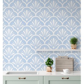 Guvana 17.32" X197" Peel and Stick Wallpaper Blue and White Contact Paper Geometric Wallpaper Removable Contact Paper Modern Self Adhesive Wallpaper DIY for Room Wall Covering Vinyl Rolls