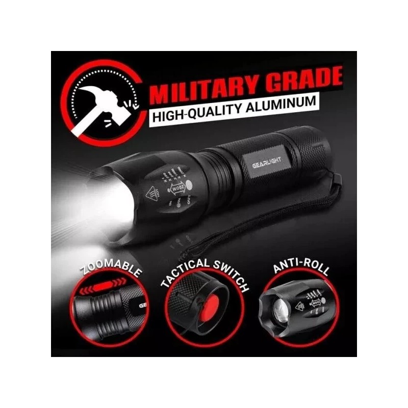 GearLight Gear Light LED Mini Tactical 5Modes Zoomable Aluminum 2X