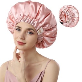 Years Calm Gorro Seda Dormir Mujer Doble Capa Banda Elástica Ajustable Suave Satén