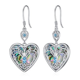 AOBOCO Celtic Heart Tree of Life Earrings 925 Sterling Silver Family Tree Dangle Drop Earrings for Women