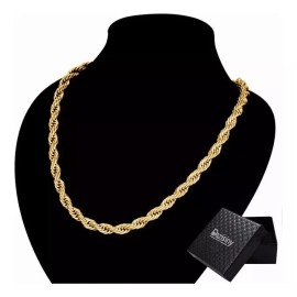 Dazisiny Cadena Oro Torsal 3/4mm Acero Inoxidable Hombre Collar 60cm