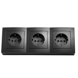McPower Socket Block Under-Unit Sockets | Flair | Corner Socket 3-Way Sockets Protective Contact, 15 cm Cable with Lustre Terminal, 230 V / 16 A, Assembly, Matte Black