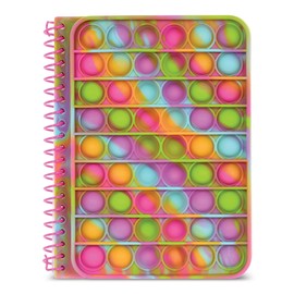 iscream Silicone Popper Cover Spiral-Bound Lined Page 7" Journal - Rainbow Sherbert