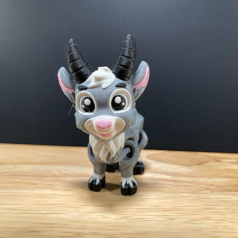 3D Printed Goat Figurine Desk Buddy - Color: Long Horn