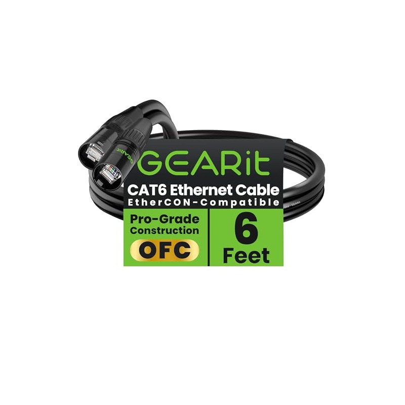 GEARit Cable Ethercon CAT6 blindado (6 pies), audio profesional e