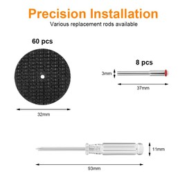 flintronic Cutting Discs for Dremel, 60 Pieces Resin Circular Saw Blades, 8 SC Spindles, 1 Screwdriver, 32mm Double Mesh Cutting Disc Accessories for Electric Mini Grinders