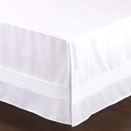 Valea Home Bed Skirt with Split Corners Durable Elegant Luxury Dust Ruffle with Pin Tucking 14 inch Tailored Drop, Twin, White