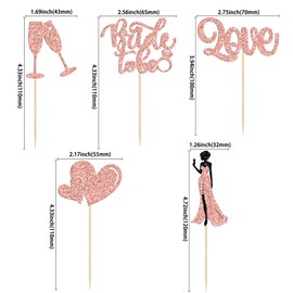 30 piezas de adornos para cupcakes con purpurina champaña Love Heart Ring para despedida de soltera, para bodas, compromisos, despedidas de soltera, decoración de pasteles, oro rosa